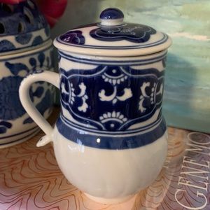 Blue and White Sugar Jar with Lid
